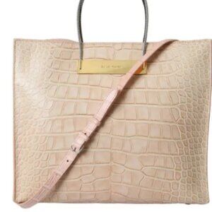Balenciaga Leather Embossed Cable Handle Shopper Tote Bag Pink Exotic